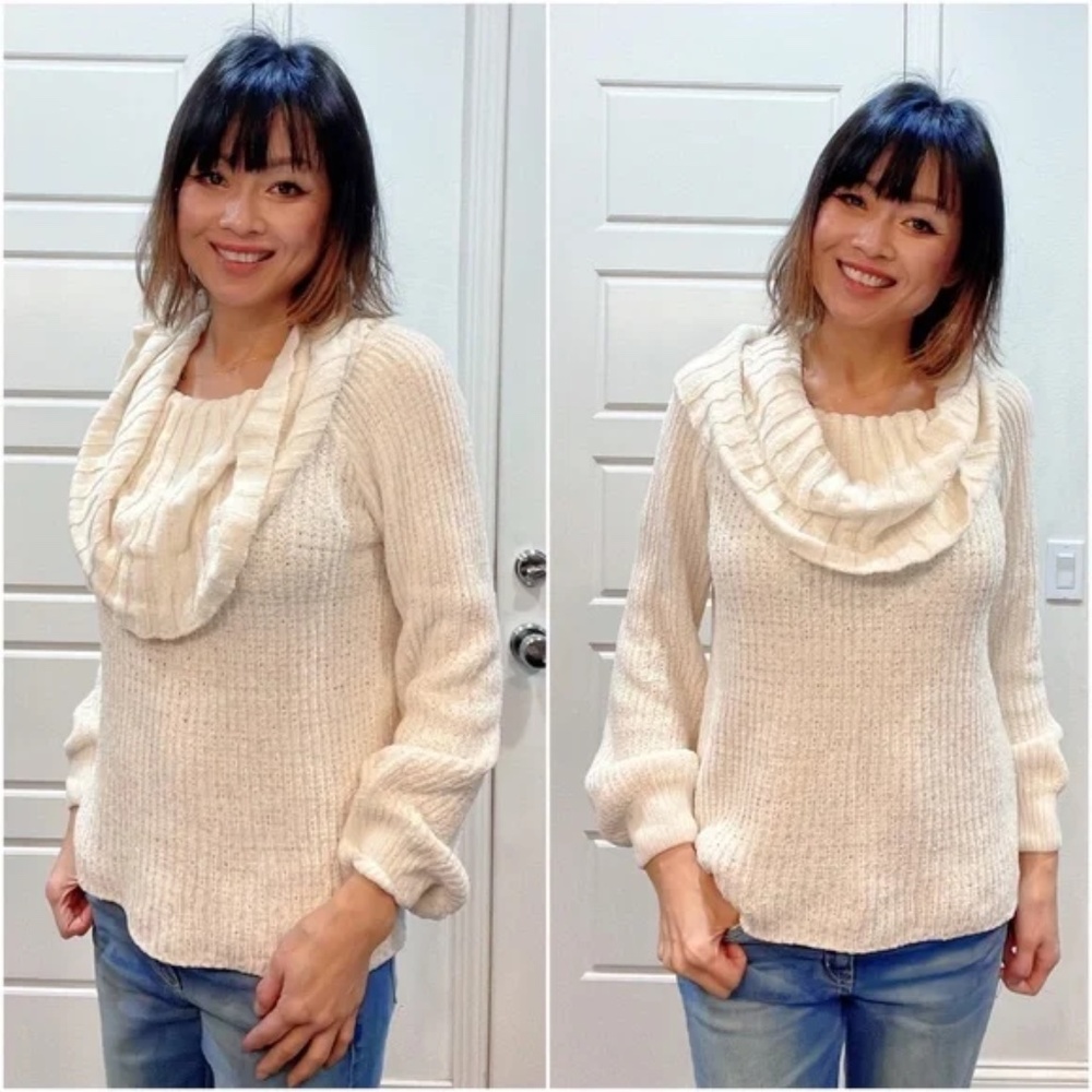 045 Cozy Chenille Cowl Neck Oversized Sweater Top